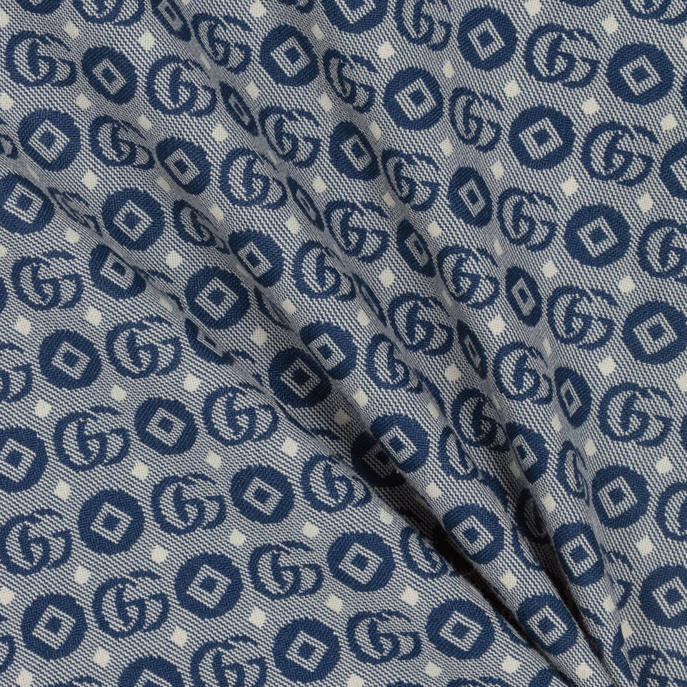 Gucci-Girls Navy Blue Cotton Double G Dress | Childrensalon Outlet
