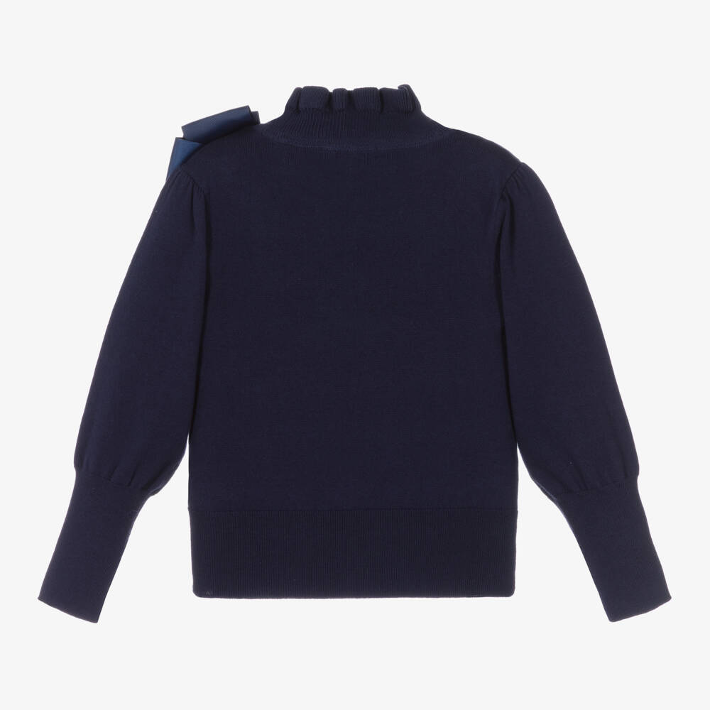 Angel's Face-Girls Navy Blue Cotton Knit Bow Sweater | Childrensalon Outlet