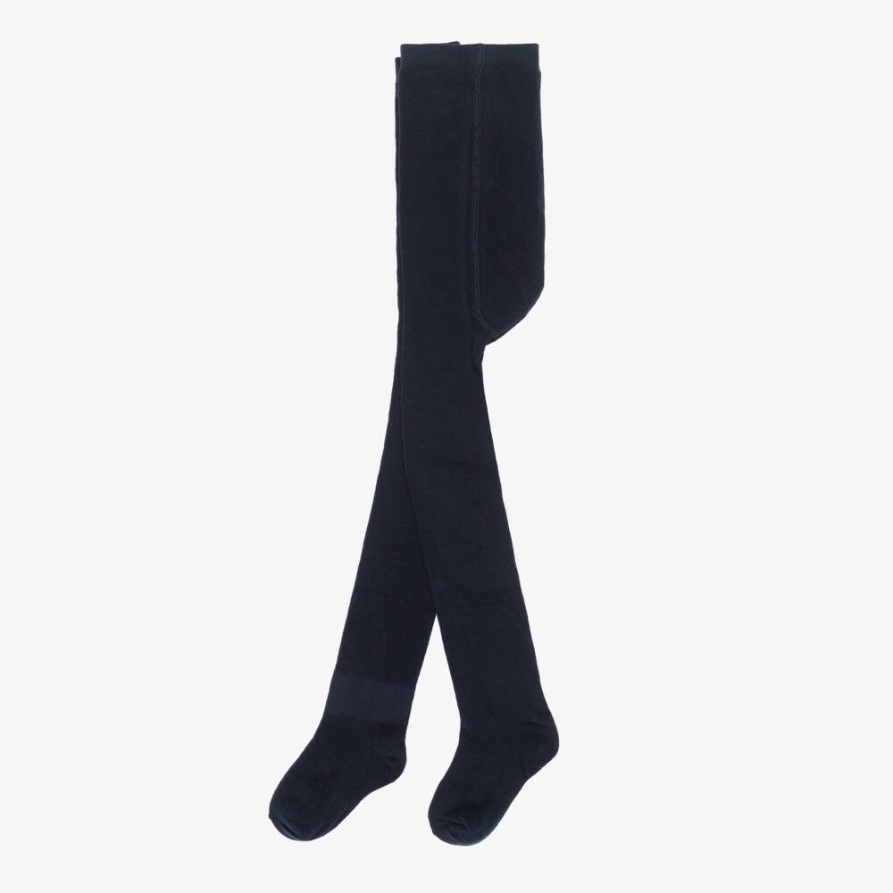 Tartine et Chocolat-Girls Navy Blue Cotton Knit Tights | Childrensalon Outlet