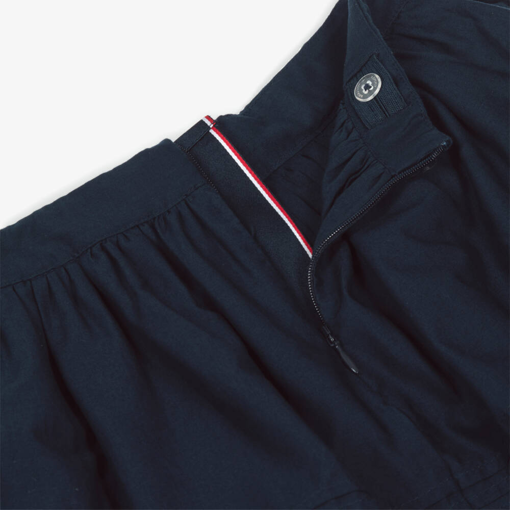 Tommy Hilfiger-Girls Navy Blue Cotton Poplin Skirt with Cut-Out Lace Tape | Childrensalon Outlet