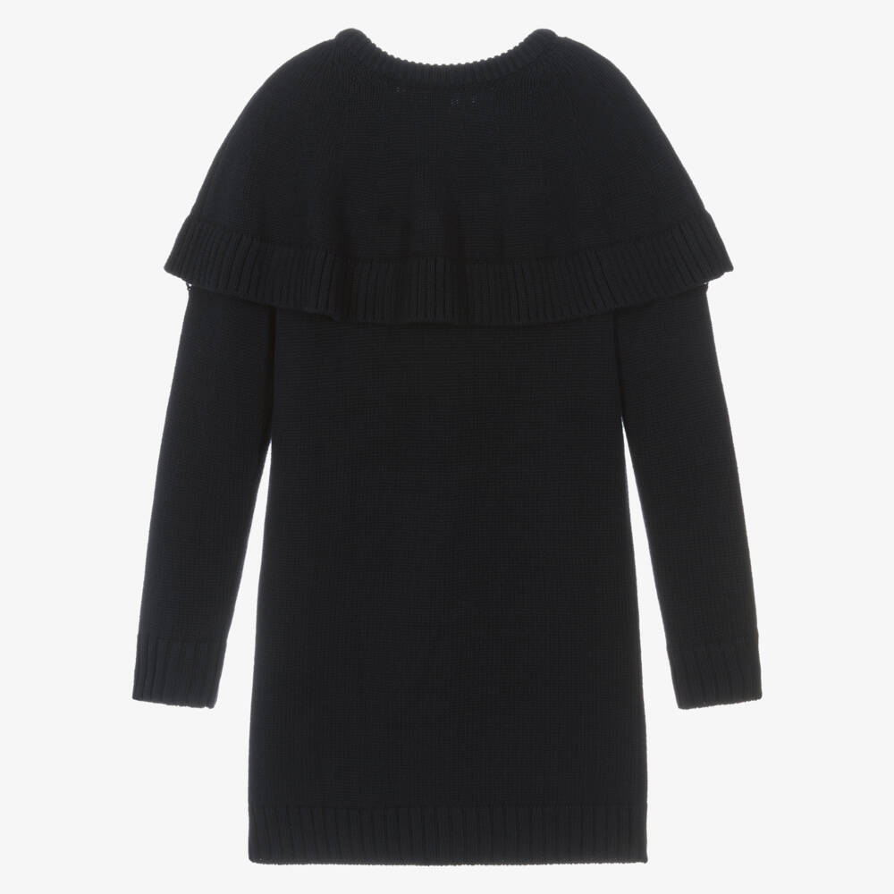 Chloé-فستان كاب محبوك باللون الأزرق الداكن للبنات | Childrensalon Outlet