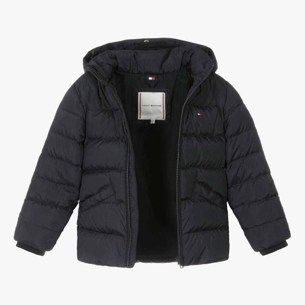 Tommy Hilfiger-Girls Navy Blue Down Padded Puffer Jacket | Childrensalon Outlet