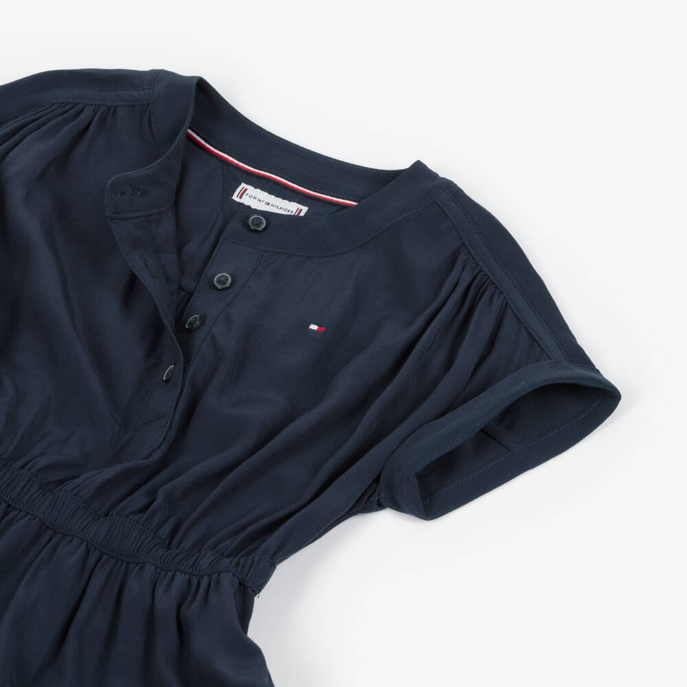 Tommy Hilfiger-Girls Navy Blue Gathered Waist Dress | Childrensalon Outlet