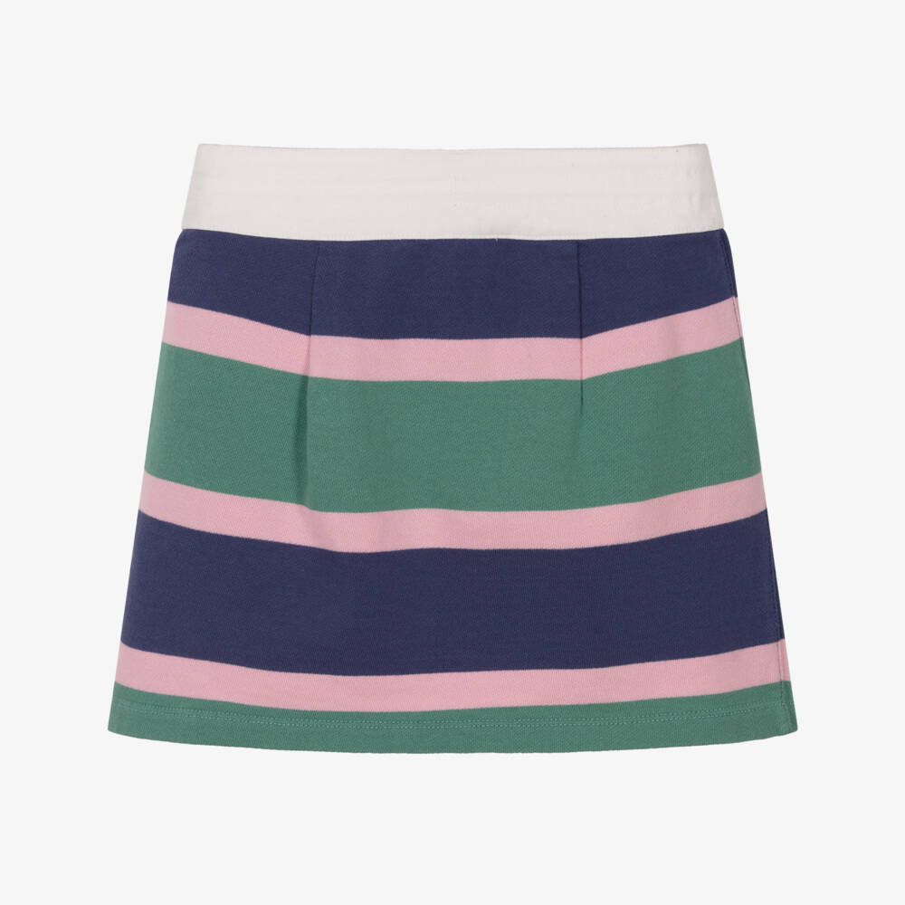 Ralph Lauren-Girls Navy Blue & Green Stripe Cotton Jersey Skirt | Childrensalon Outlet