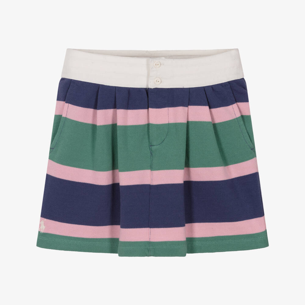 Ralph Lauren-Girls Navy Blue & Green Stripe Cotton Jersey Skirt | Childrensalon Outlet