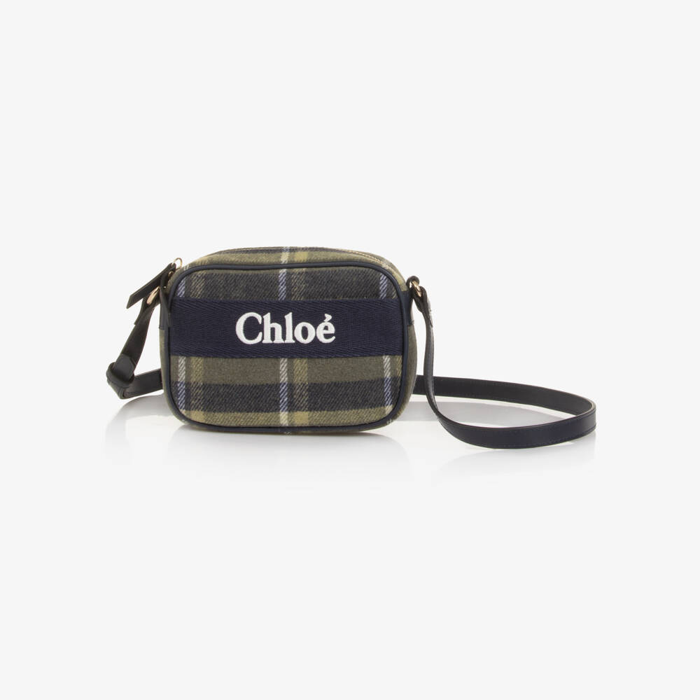 Chloé-Girls Navy Blue & Green Tartan Cross Body Bag (18cm) | Childrensalon Outlet