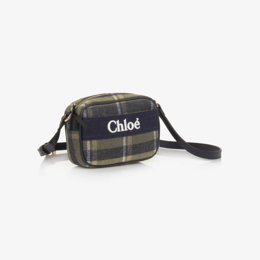 Chloé-Girls Navy Blue & Green Tartan Cross Body Bag (18cm) | Childrensalon Outlet