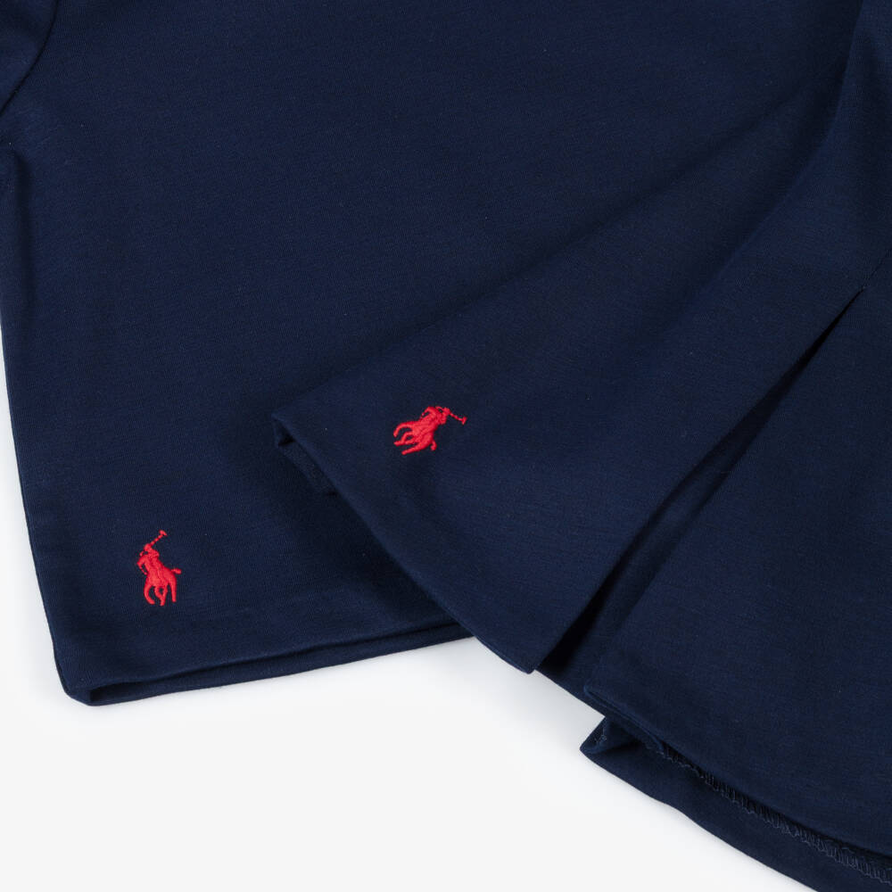 Ralph Lauren-Girls Navy Blue Jersey Top & Skort Set | Childrensalon Outlet