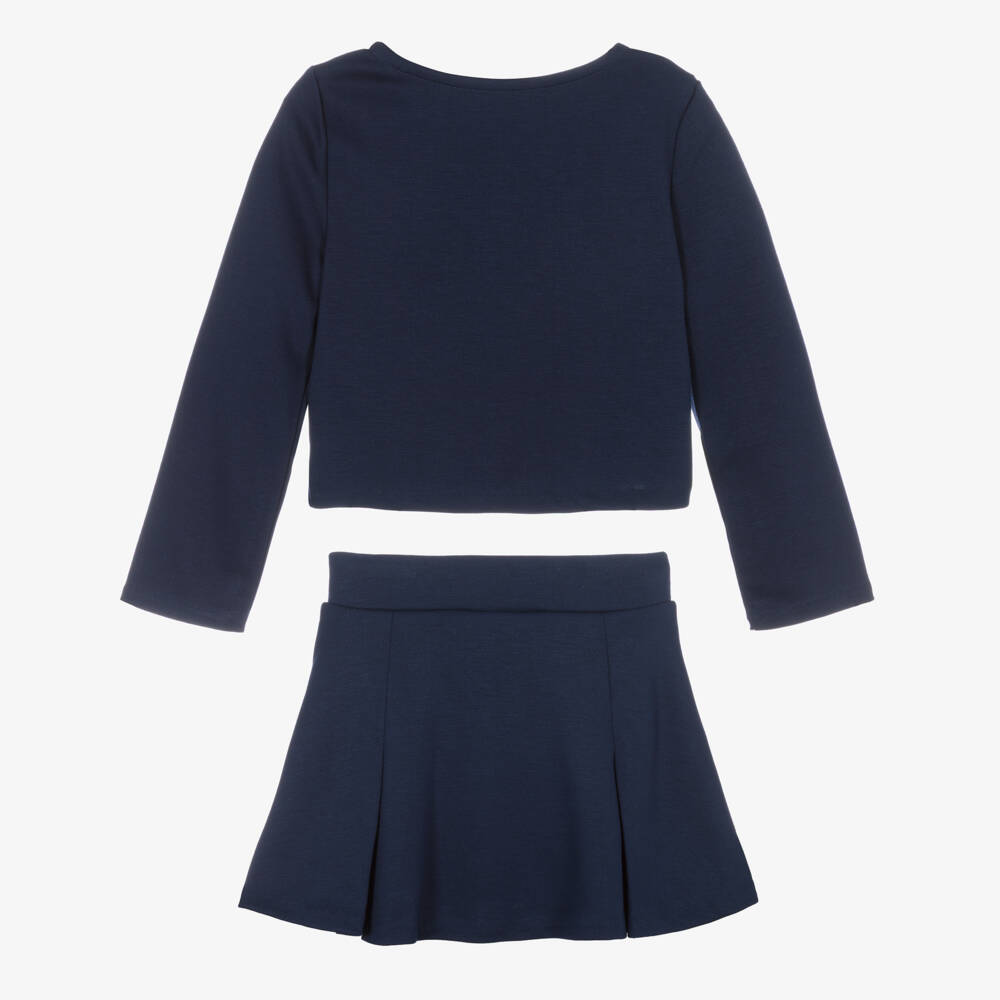 Ralph Lauren-Girls Navy Blue Jersey Top & Skort Set | Childrensalon Outlet