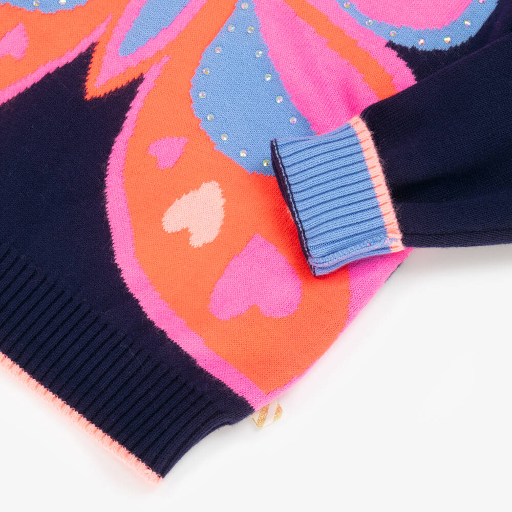 Billieblush-Girls Navy Blue Knitted Butterfly Sweater | Childrensalon Outlet