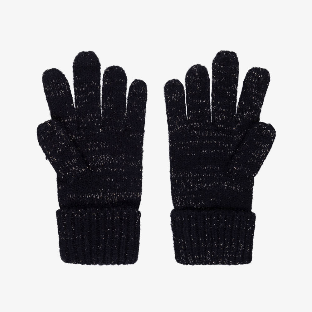 Le Chic-Girls Navy Blue Knitted Gloves | Childrensalon Outlet