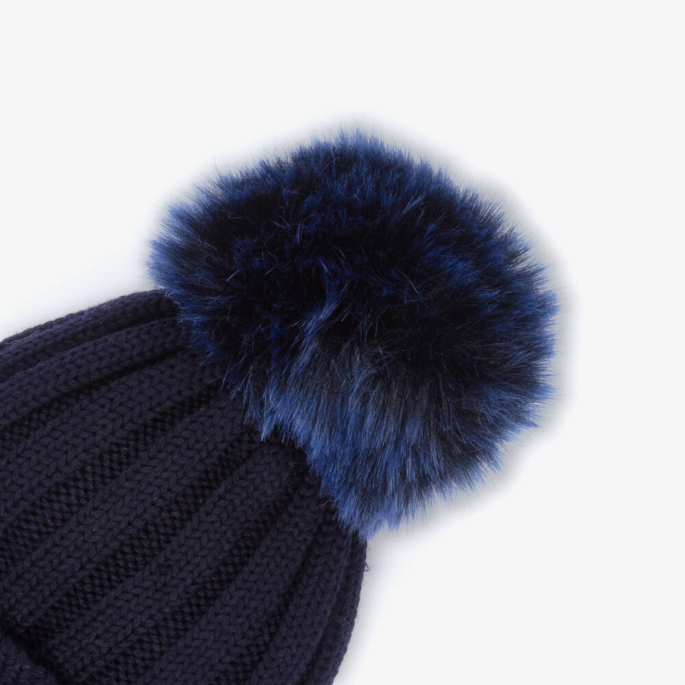 Catya-Шерстяная шапка с помпоном синяя для девочек | Childrensalon Outlet
