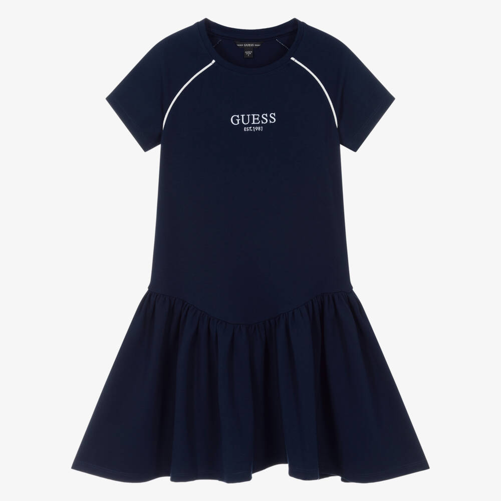 Guess-Girls Navy Blue Milano Jersey Dress | Childrensalon Outlet