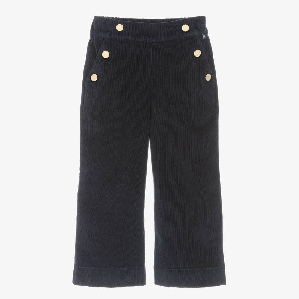 Petit Bateau-Girls Navy Blue Organic Cotton Needlecord Trousers | Childrensalon Outlet
