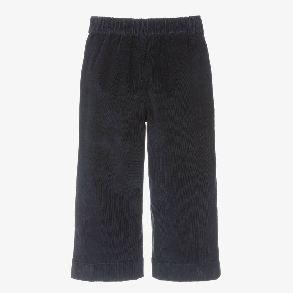 Petit Bateau-Girls Navy Blue Organic Cotton Needlecord Trousers | Childrensalon Outlet