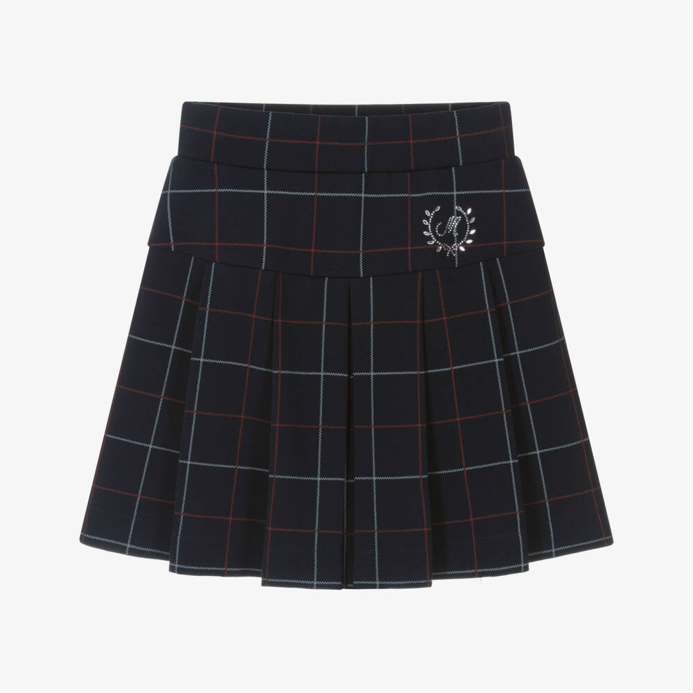 Monnalisa-Girls Navy Blue Pleated Milano Jersey Skirt | Childrensalon Outlet