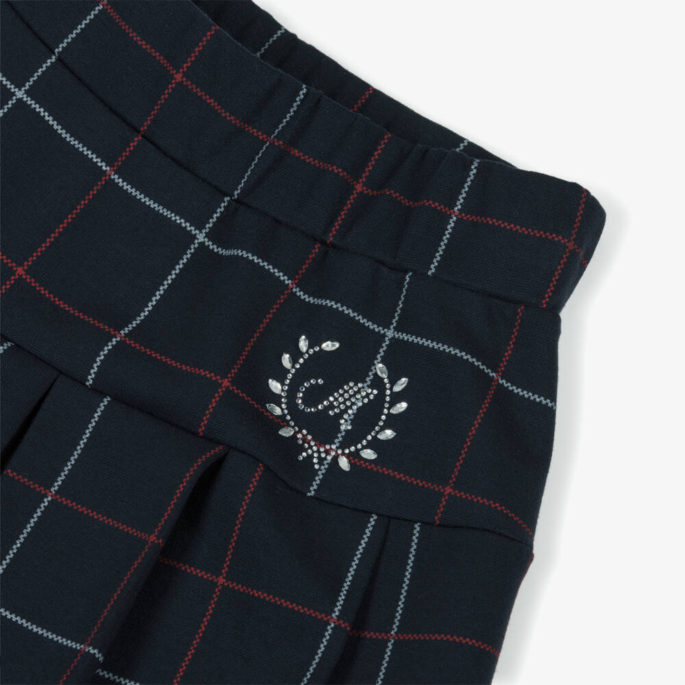 Monnalisa-Girls Navy Blue Pleated Milano Jersey Skirt | Childrensalon Outlet