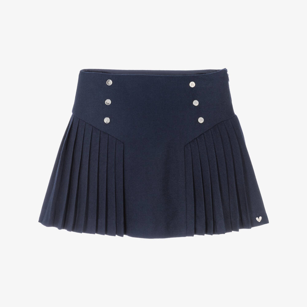 Tartine et Chocolat-Girls Navy Blue Pleated Skirt | Childrensalon Outlet