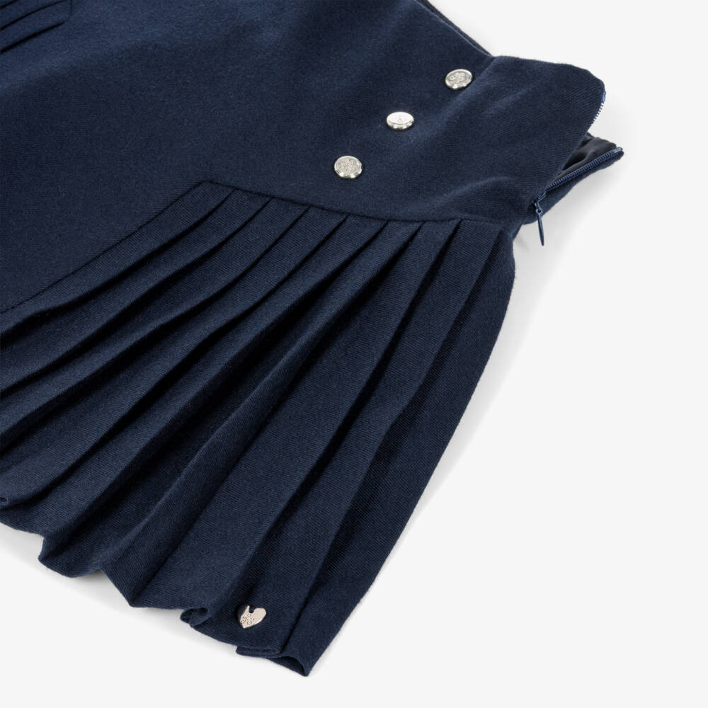 Tartine et Chocolat-Girls Navy Blue Pleated Skirt | Childrensalon Outlet