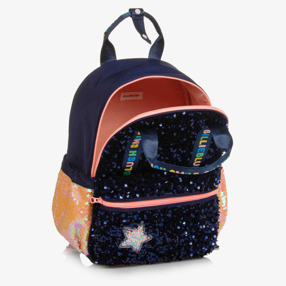 Billieblush-Girls Navy Blue Sequin Backpack (35cm) | Childrensalon Outlet