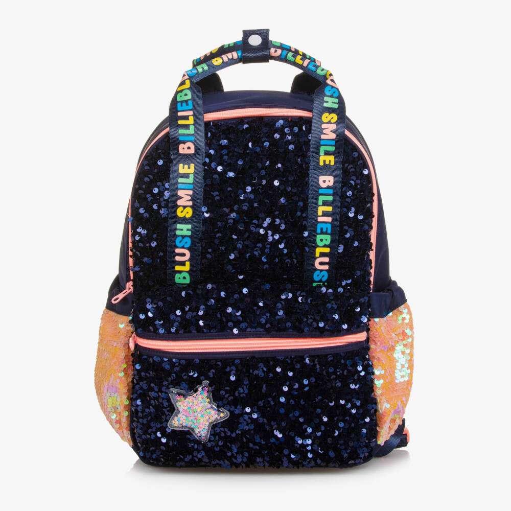 Billieblush-Girls Navy Blue Sequin Backpack (35cm) | Childrensalon Outlet