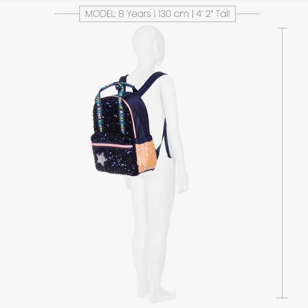 Billieblush-Girls Navy Blue Sequin Backpack (35cm) | Childrensalon Outlet