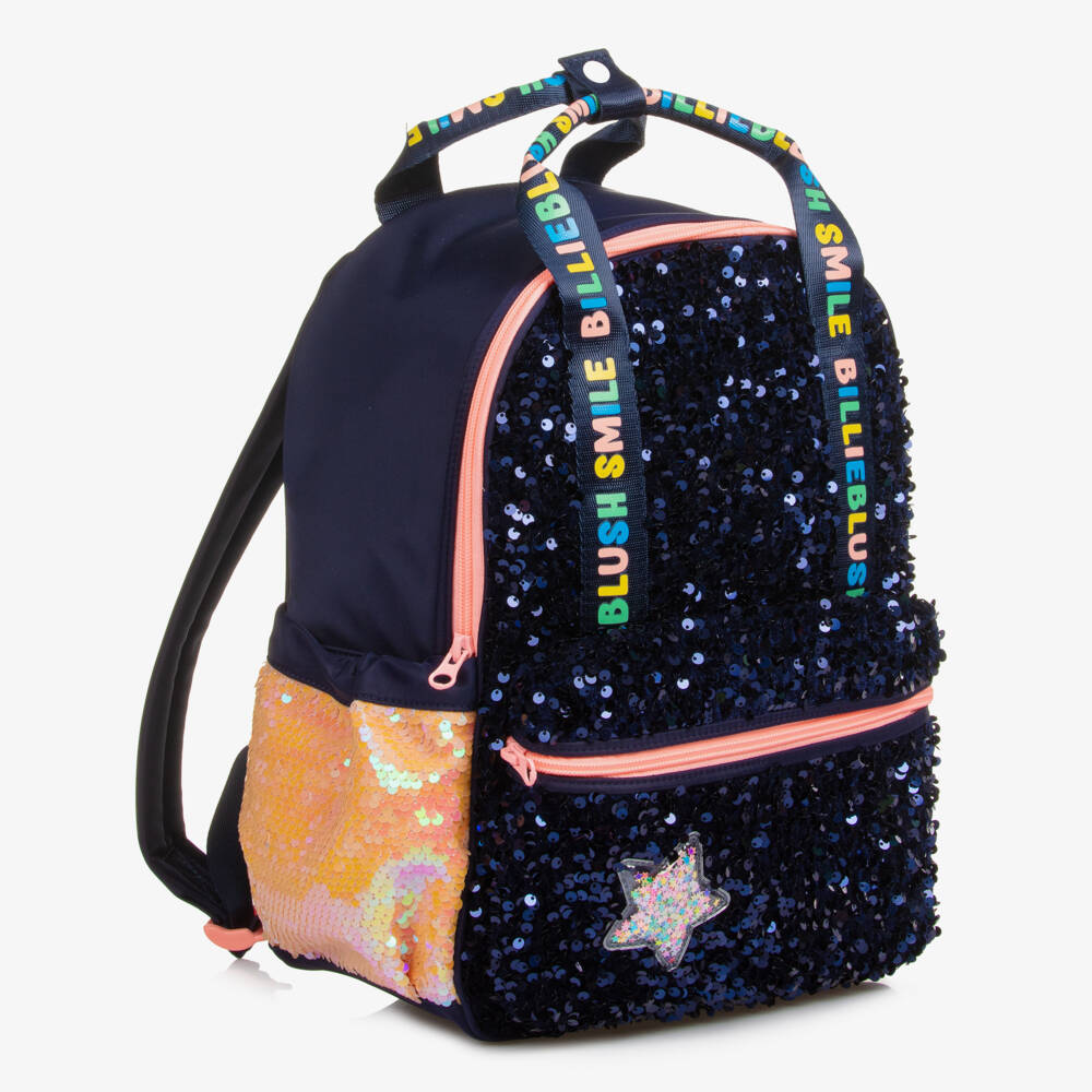 Billieblush-Girls Navy Blue Sequin Backpack (35cm) | Childrensalon Outlet