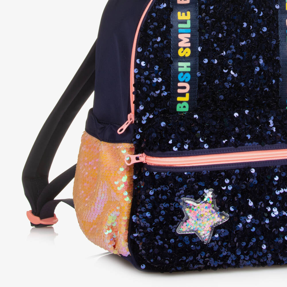 Billieblush-Girls Navy Blue Sequin Backpack (35cm) | Childrensalon Outlet