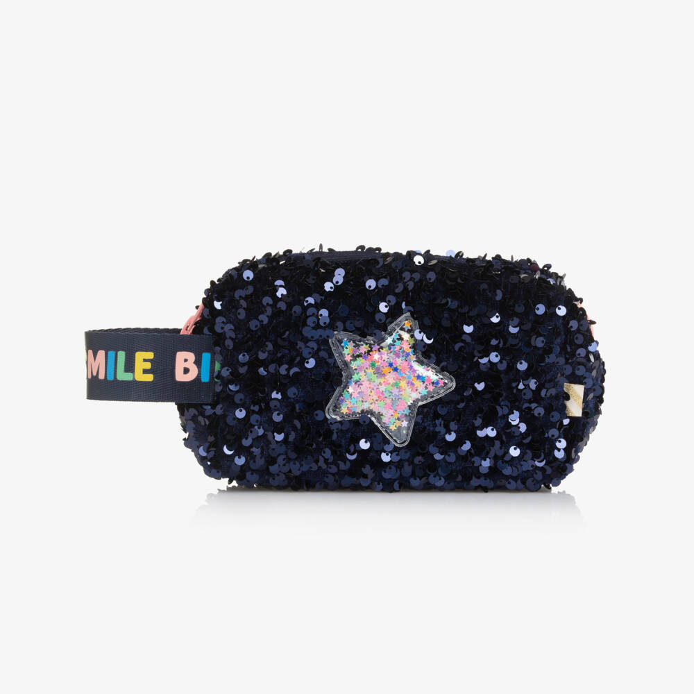 Billieblush-Girls Navy Blue Sequin Pencil Case (18cm) | Childrensalon Outlet