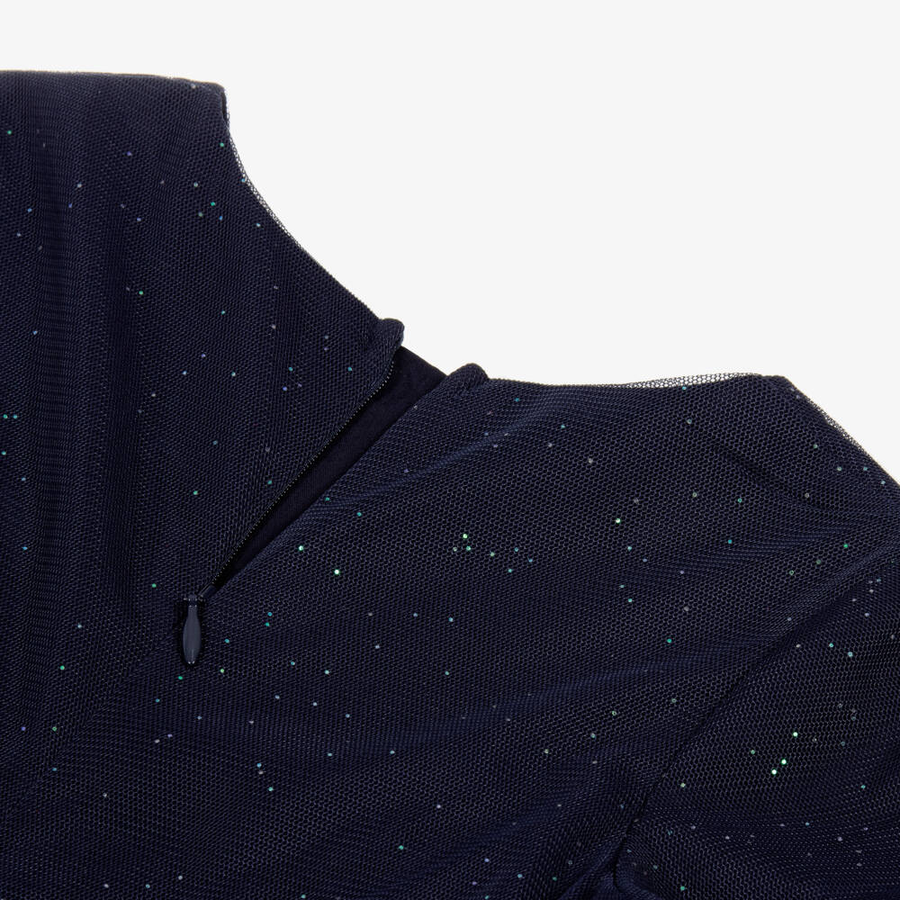 Billieblush-Girls Navy Blue Sequinned Tulle Dress | Childrensalon Outlet