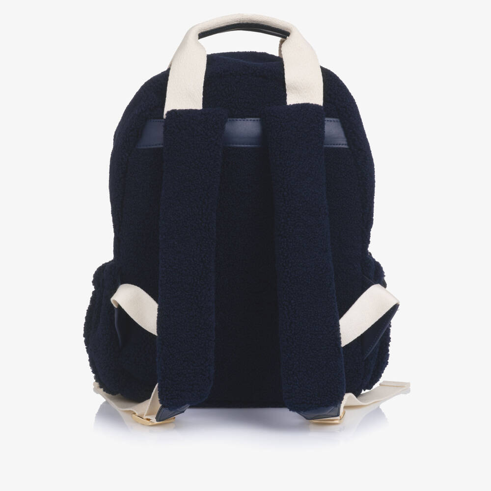 Chloé-Girls Navy Blue Sherpa Fleece Backpack (38cm) | Childrensalon Outlet