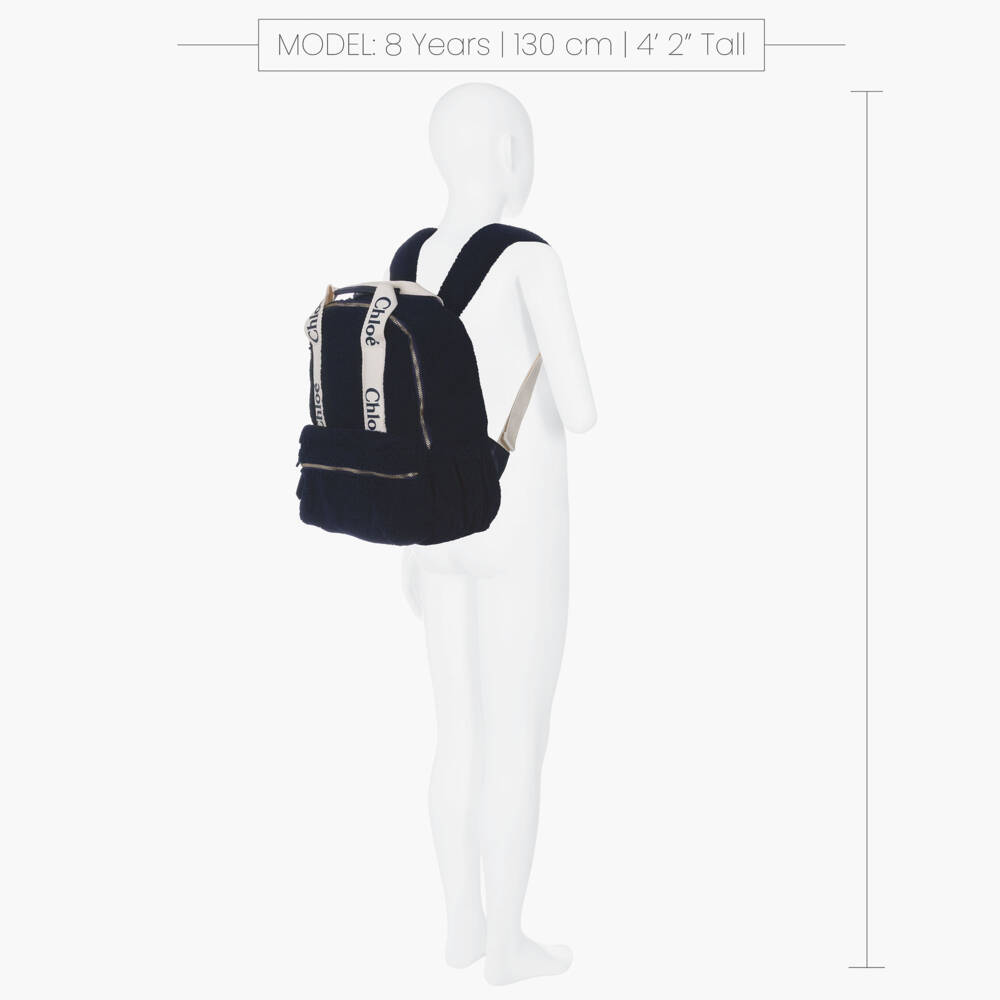 Chloé-Girls Navy Blue Sherpa Fleece Backpack (38cm) | Childrensalon Outlet