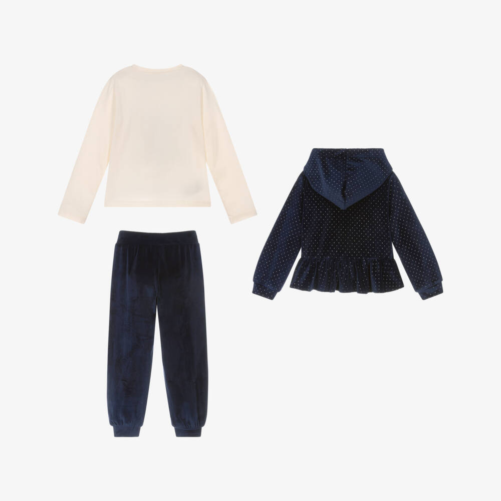 Mayoral-Girls Navy Blue Sparkly Velour Tracksuit Set | Childrensalon Outlet