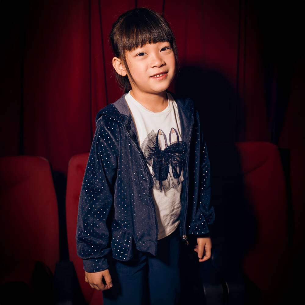 Mayoral-Girls Navy Blue Sparkly Velour Tracksuit Set | Childrensalon Outlet