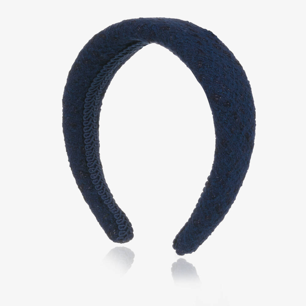 EIRENE-Girls Navy Blue Tweed Hairband | Childrensalon Outlet