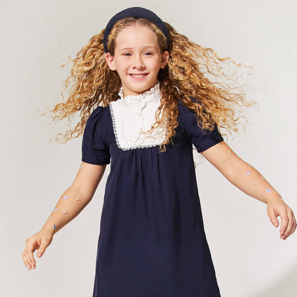 EIRENE-Girls Navy Blue Tweed Hairband | Childrensalon Outlet