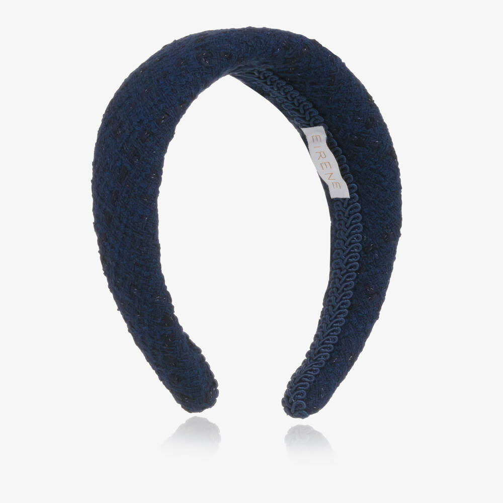EIRENE-Girls Navy Blue Tweed Hairband | Childrensalon Outlet