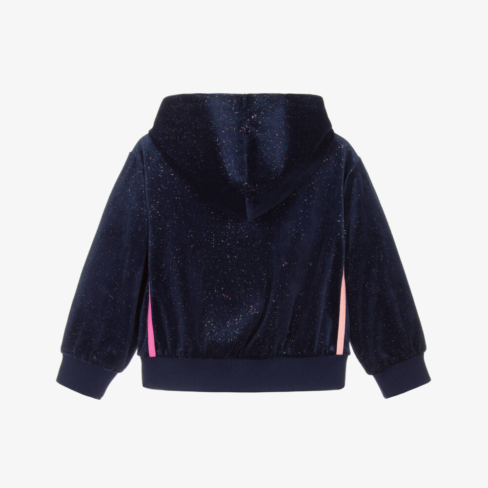 Billieblush-Girls Navy Blue Velour Zip-up Hoodie | Childrensalon Outlet