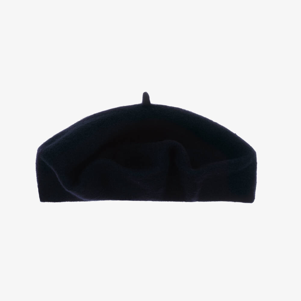 Patachou-Girls Navy Blue Wool Beret with Red Bow | Childrensalon Outlet