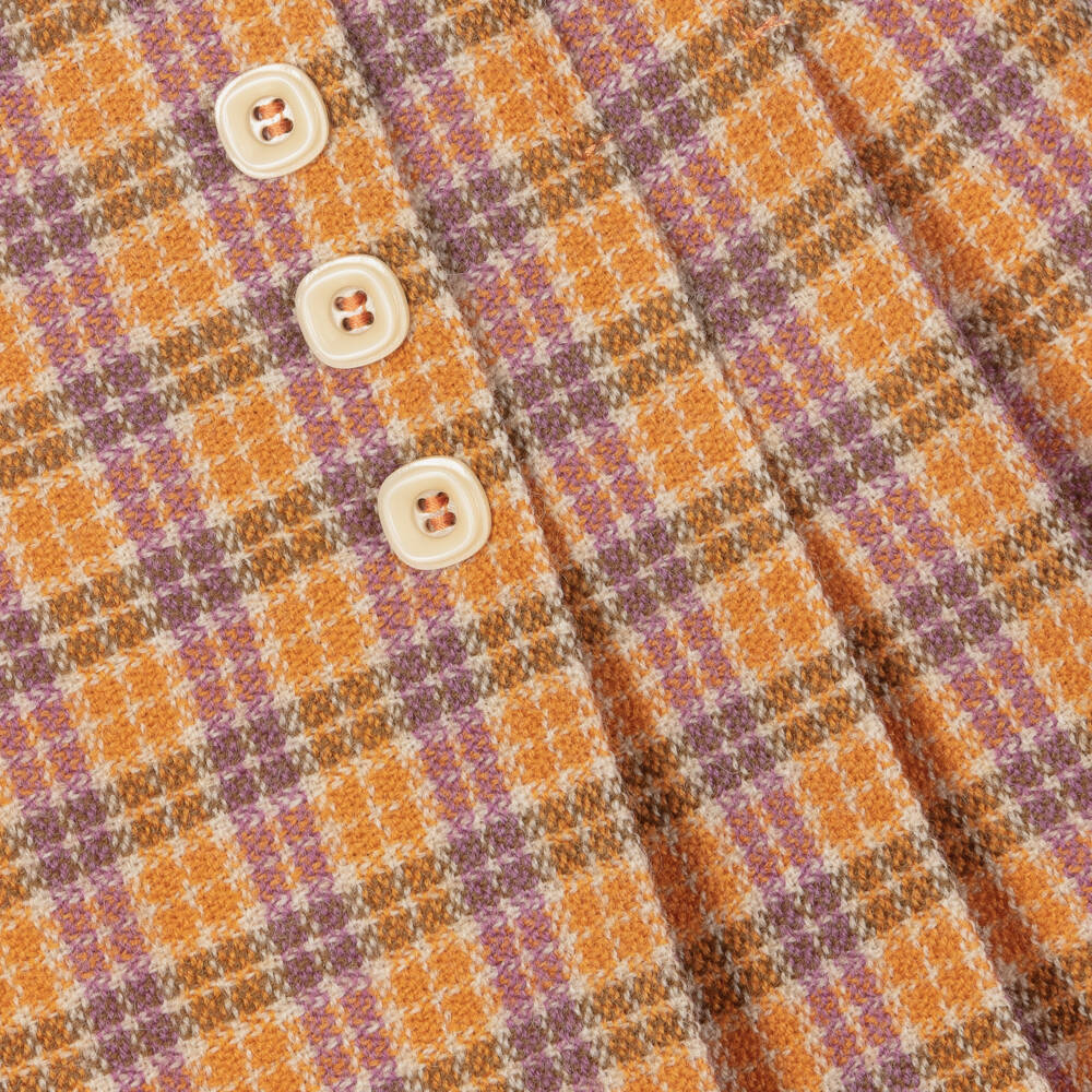 Gucci-Girls Orange Check Wool Skirt | Childrensalon Outlet