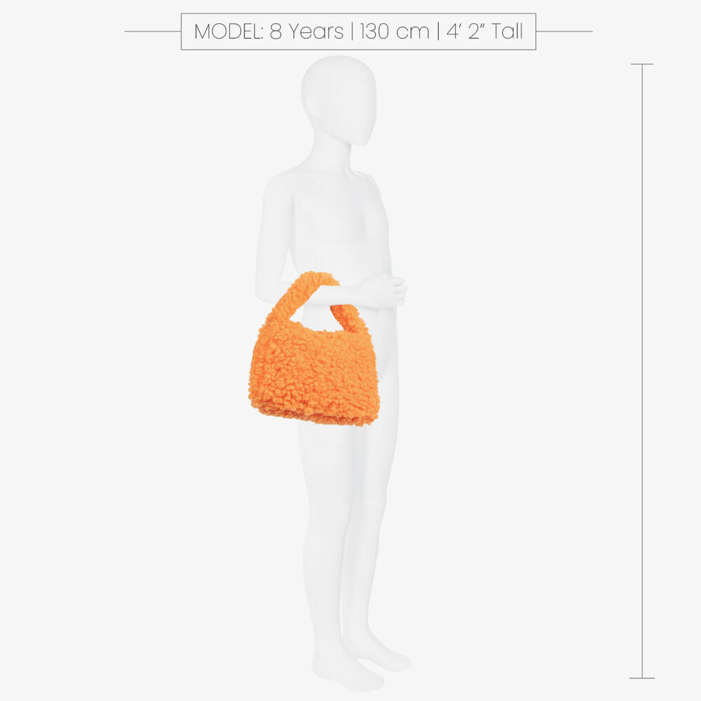Molo-Girls Orange Fluffy Fleece Handbag (28cm) | Childrensalon Outlet