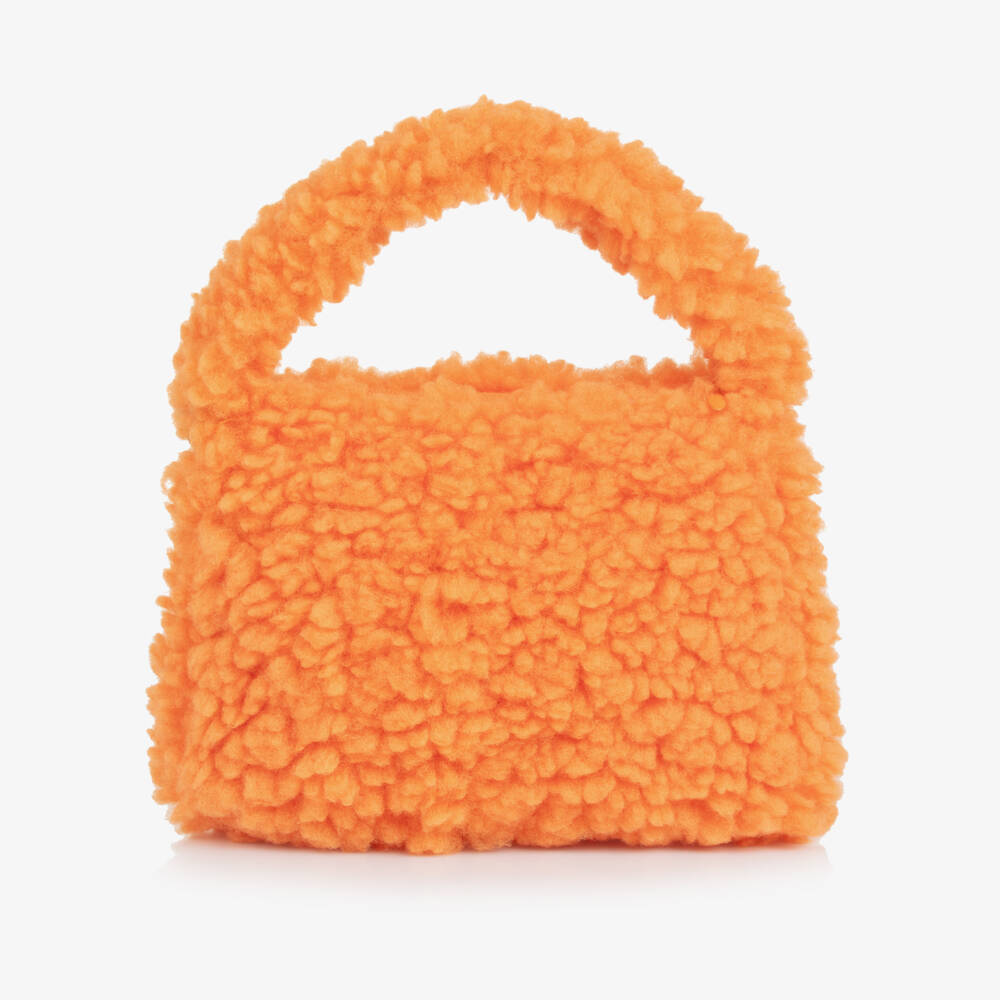 Molo-Girls Orange Fluffy Fleece Handbag (28cm) | Childrensalon Outlet