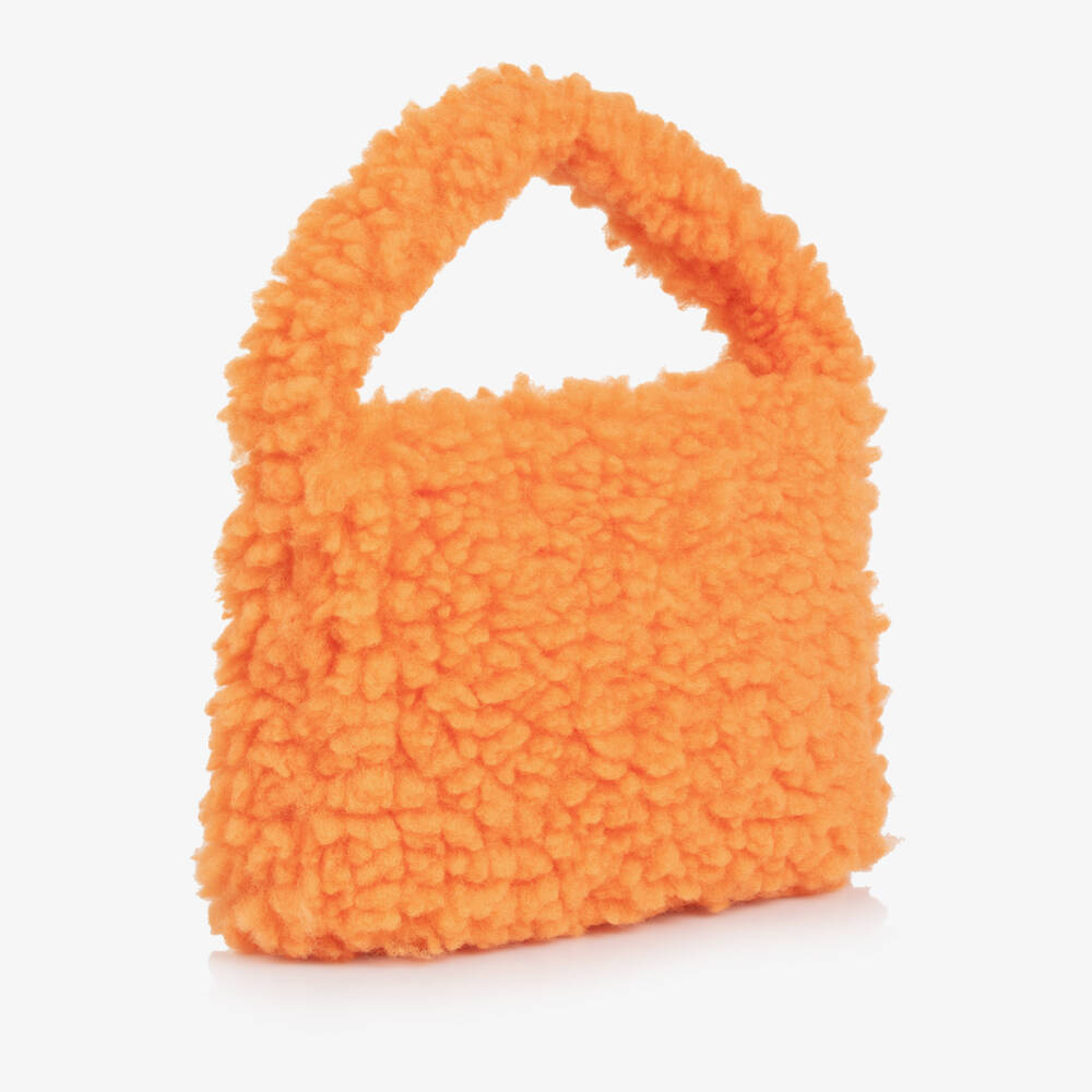 Molo-Girls Orange Fluffy Fleece Handbag (28cm) | Childrensalon Outlet