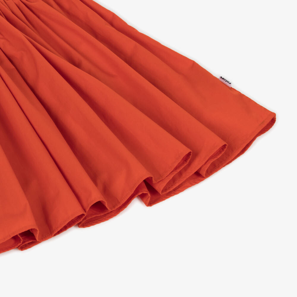 Molo-Girls Orange Ruffle Collar Organic Cotton Dress | Childrensalon Outlet