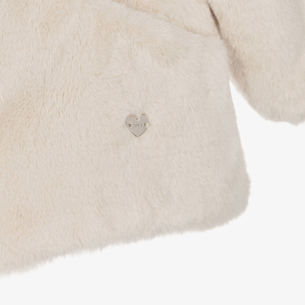 Mayoral-Girls Pale Beige Faux Fur Coat | Childrensalon Outlet