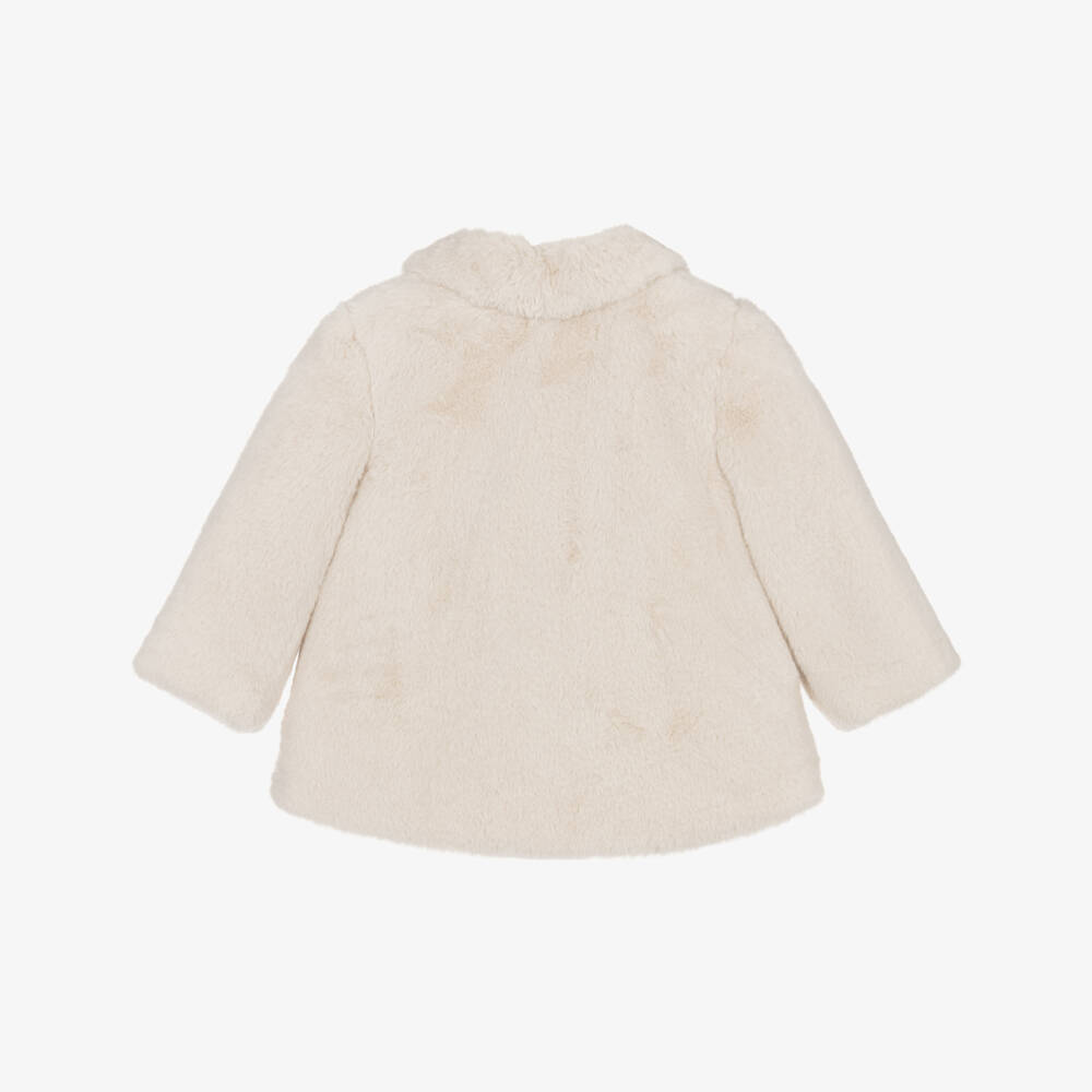 Mayoral-Girls Pale Beige Faux Fur Coat | Childrensalon Outlet