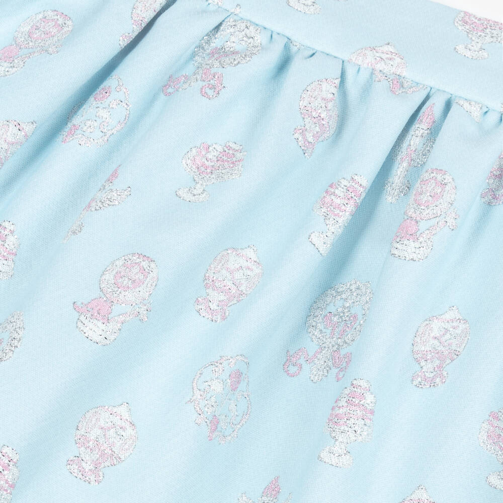 Atelier Choux Paris-Girls Pale Blue Brocade Skirt | Childrensalon Outlet