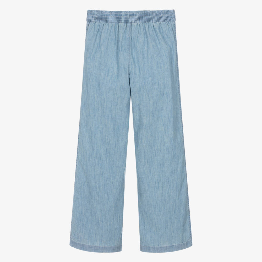 Ralph Lauren-Girls Pale Blue Chambray Trousers | Childrensalon Outlet