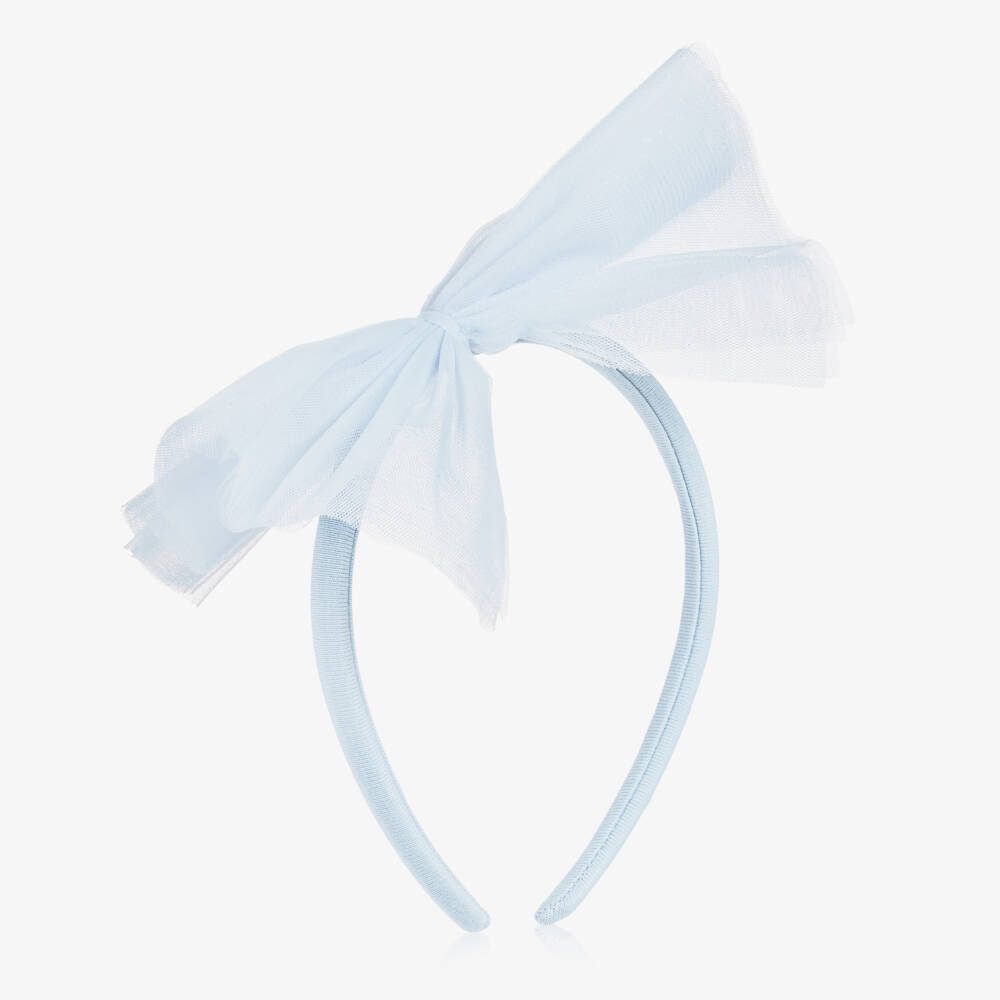 A Dee-Girls Pale Blue Glittery Tulle Bow Hairband | Childrensalon Outlet