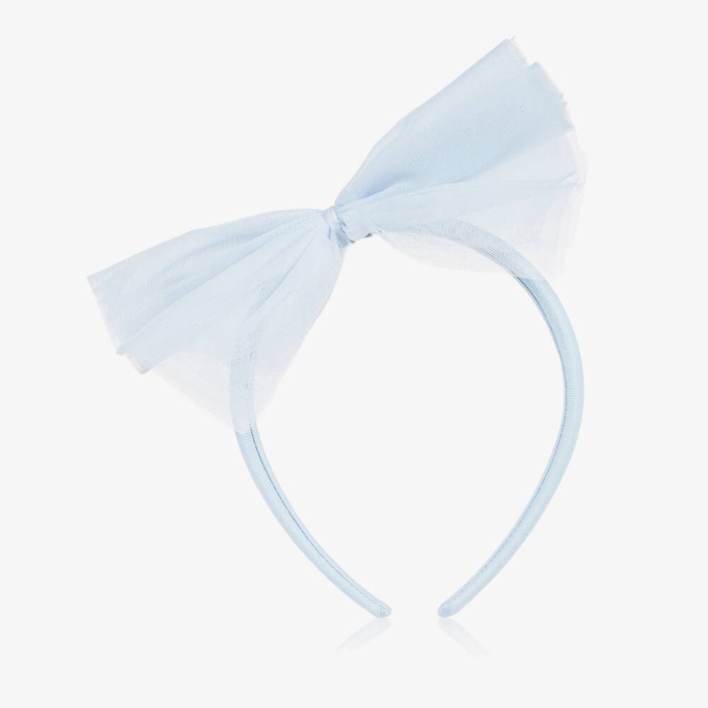 A Dee-Girls Pale Blue Glittery Tulle Bow Hairband | Childrensalon Outlet